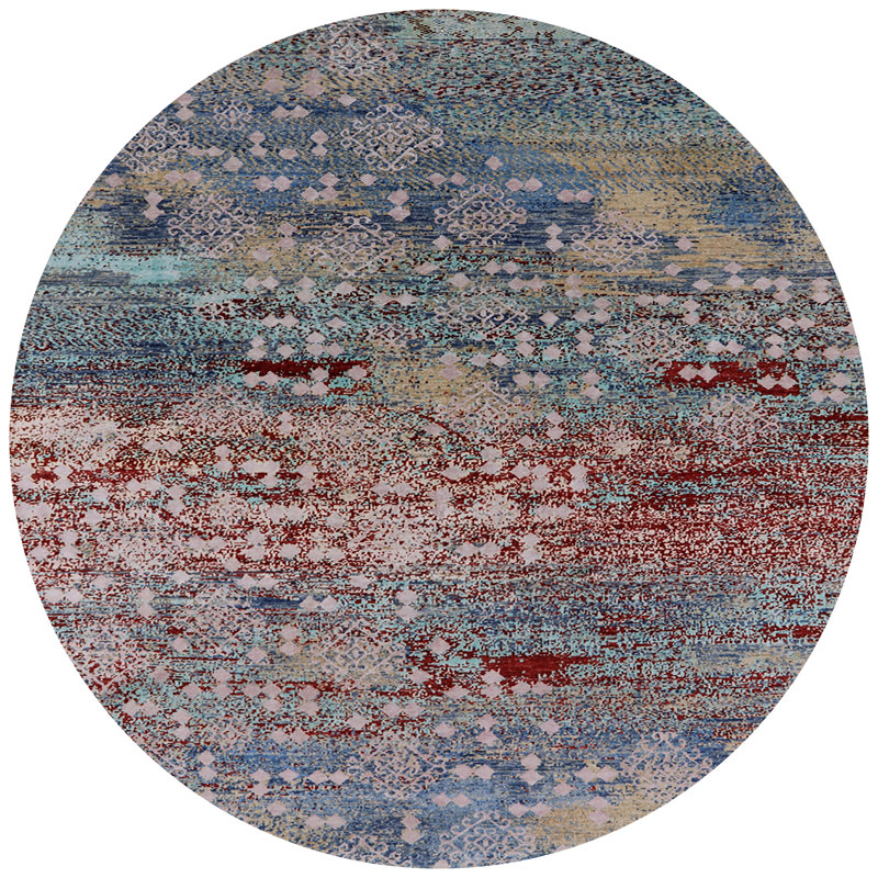 Tapis bleu / rouge Grenora, Rond 5 pi