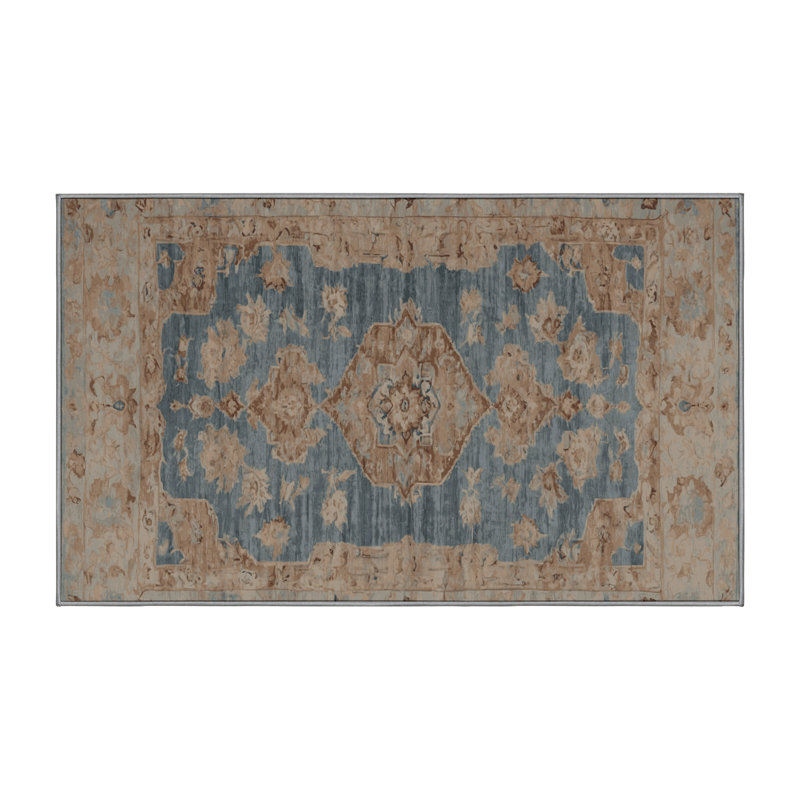 Tapis gris lavable à la machine, Rectangulaire 3 pi x 5 pi
