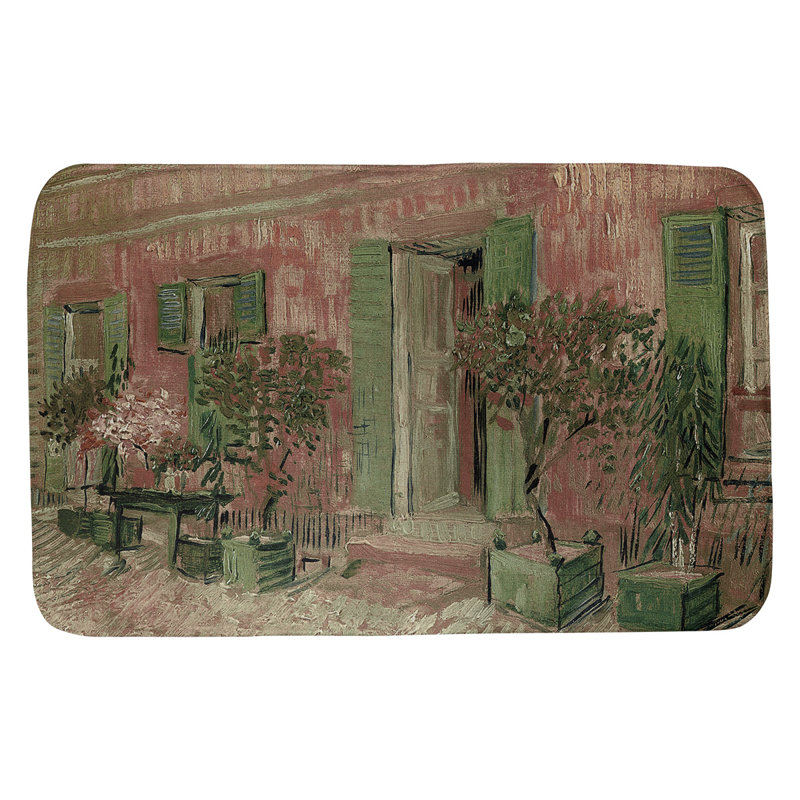 Entrée d’un restaurant dans un tapis de salle de bain asnieres Kinsey, l 21 po x L 34 po, Rose