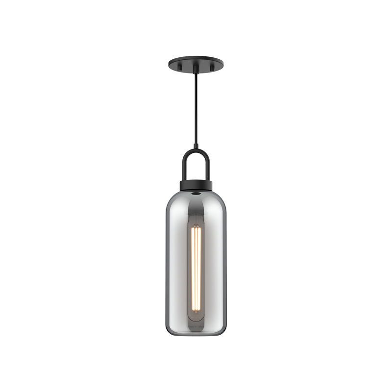 Luminaire suspendu cylindrique Minneapolis, Fumée, Noir mat, H 14,88 po x l 5,13 po x P 5,13 po