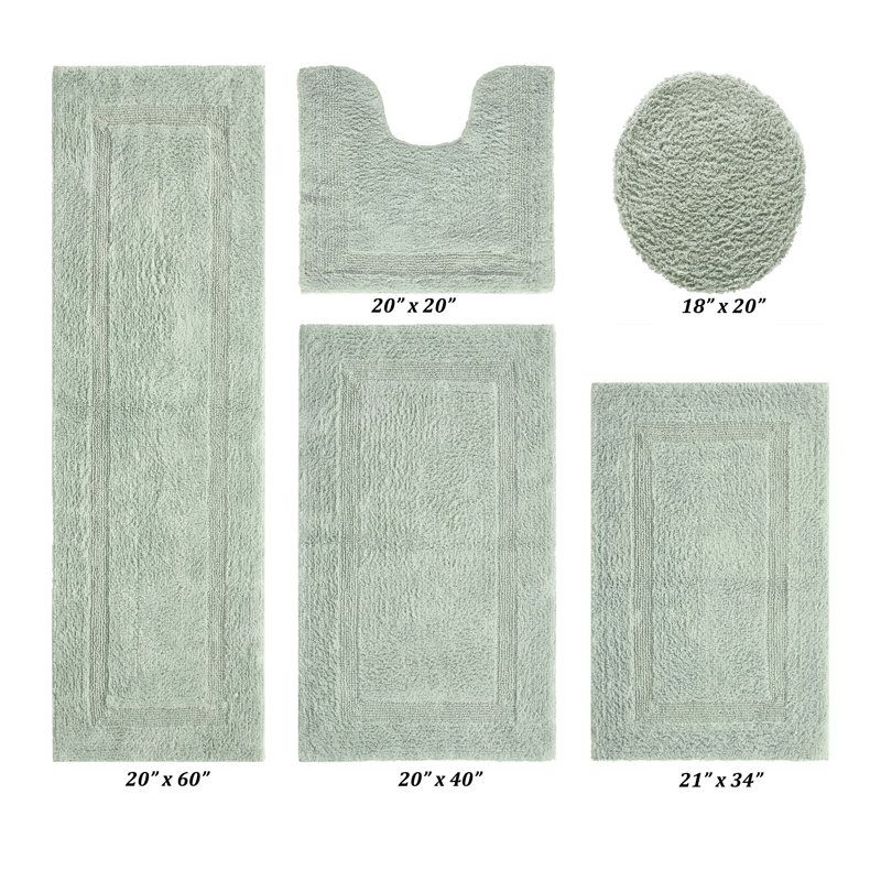 Ensemble de tapis pour salle de bain 5 pièces Lux Premium 2370 GSM, Sauge foncé