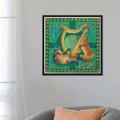 «St Patrick's Day with Dandelion & Christie» par Ivory Cats - impression sur toile tendue