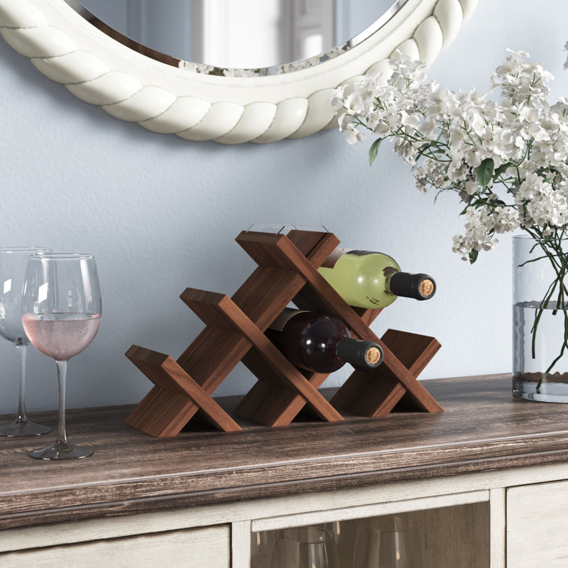Arpan 8 Bottle Solid Wood Tabletop Wine Bottle Rack in Brown