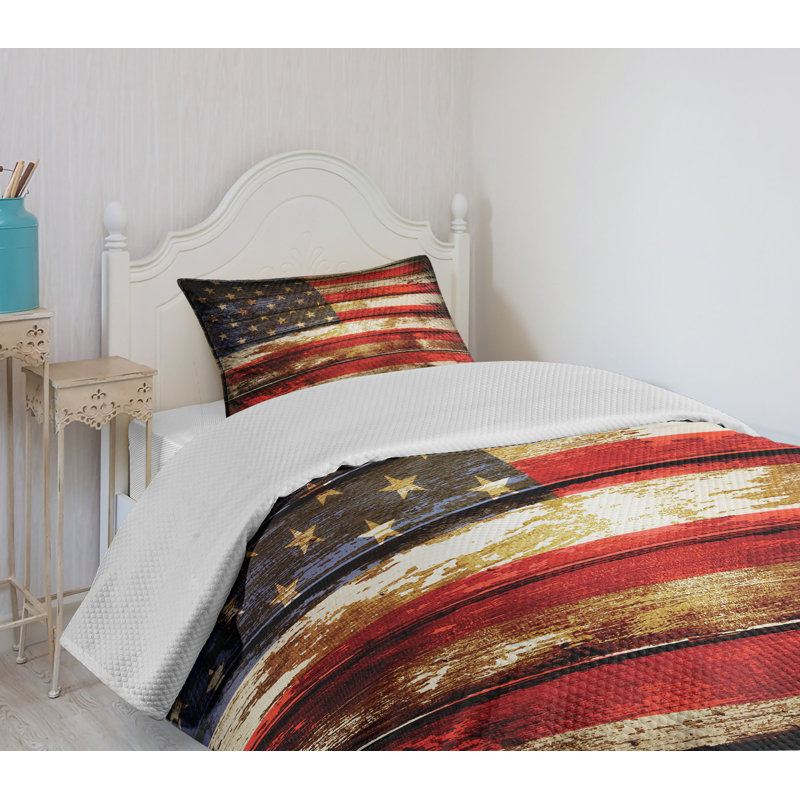 White Quilted Twin Bedspread Set with Pillow Sham