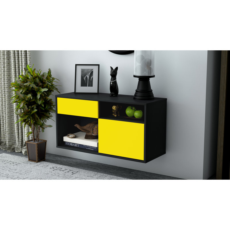 Halbrook Unfinished Floating TV Stand, Yellow