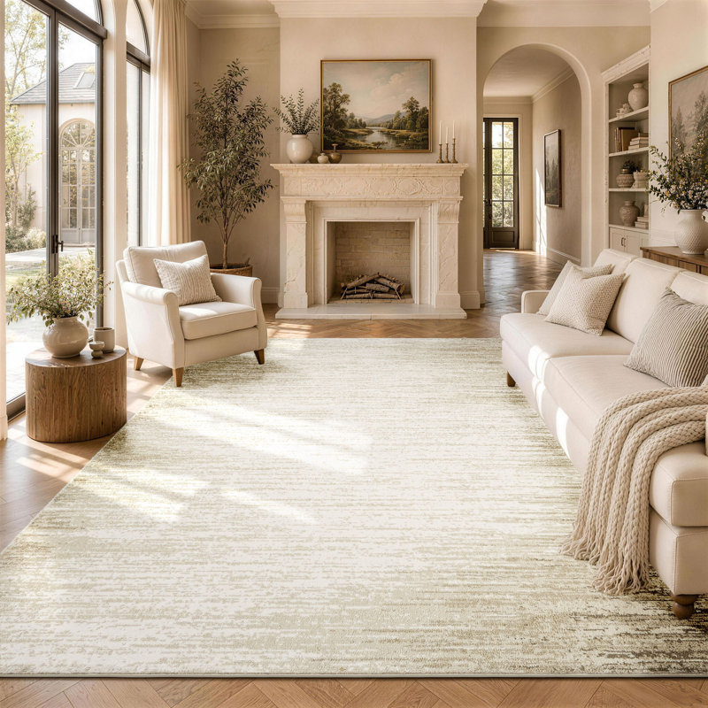 Area Rug - Soft Vintage Carpet with Canvas Backing, Classic Floor Rug for Living Room Dining Room, Rectangle 6'5"x 10'