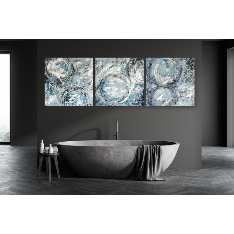 Aqua Azul Set I by John Beard - Artist Enhanced Canvas Print, 20" H x 60" W x 1.5" D