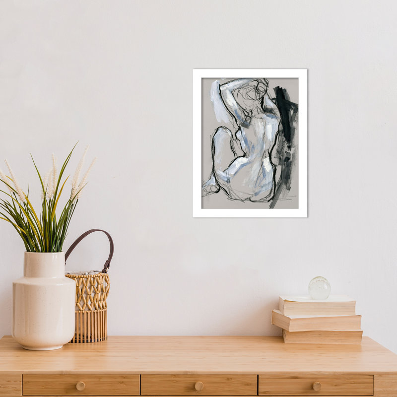 Onyx Gestures I by Wood Framed Wall Art Print, 13" H x 10" W, White