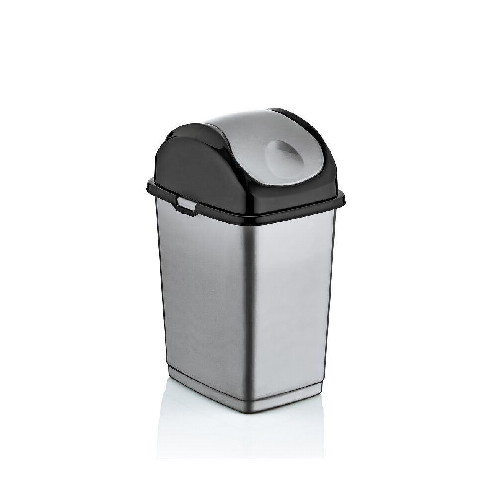 Superio 2.6 Gallon Small Slim Trash Can (Gray and Black)