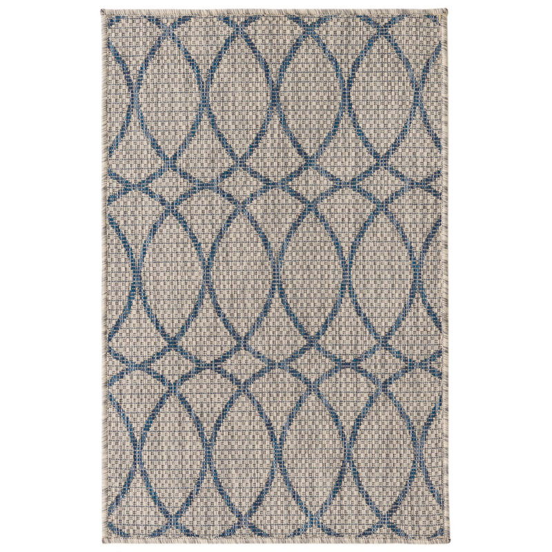 Gray Blue Gitter Indoor/Outdoor Trellis Rug, Rectangle 3' x 5'3"