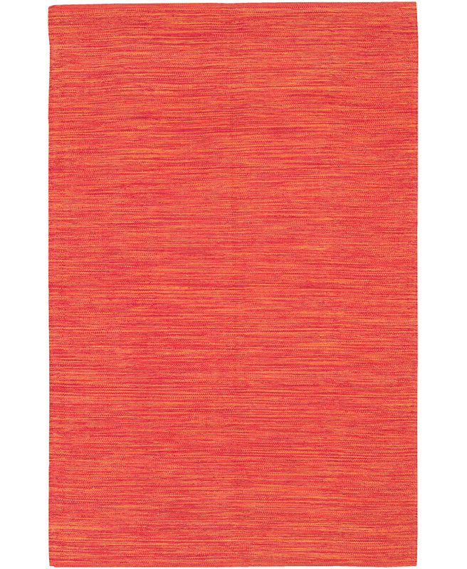 Tapis en coton tissé à la main Temme, Orange, Rectangle 5 pi x 7 pi 6 po