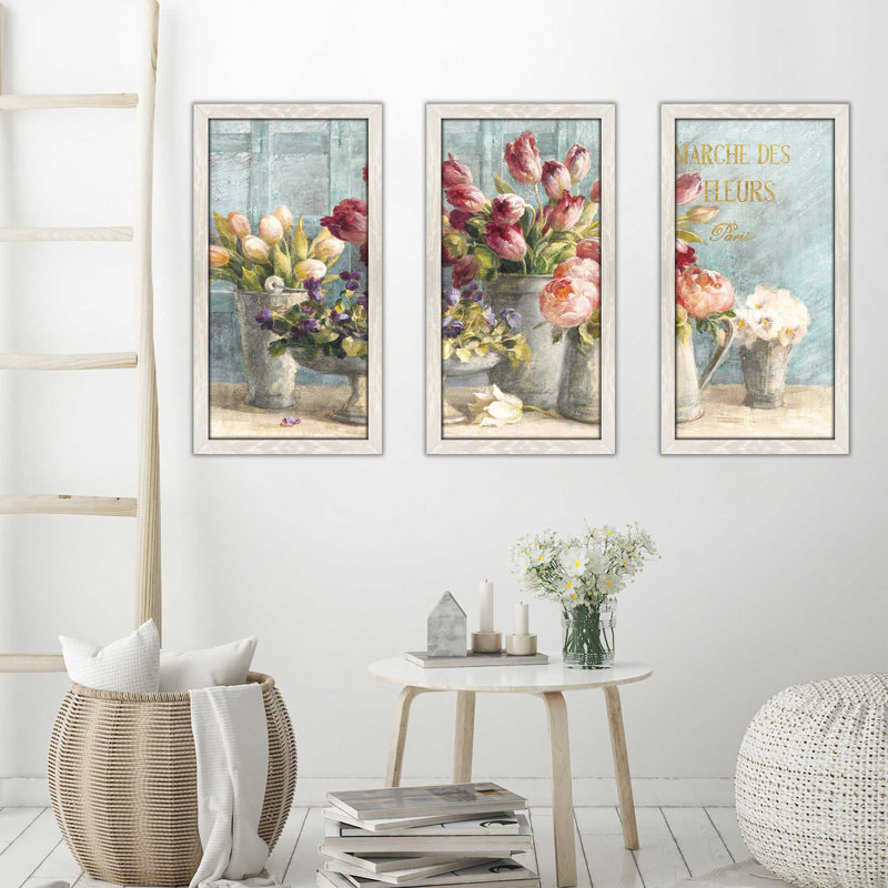 «Marche des Fleurs Blue Gold», reproduction de peinture à l'acrylique à images multiples, L 52,5 po x H 33,5 po x P 1 po
