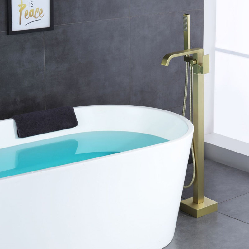 Floor Tub Spout with Diverter, Brushed Gold