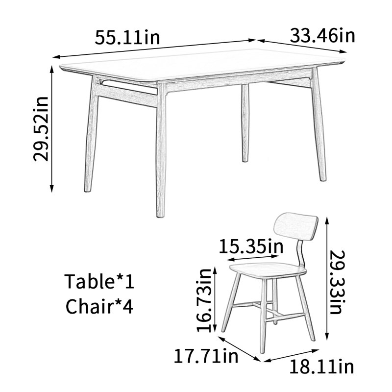 Ensemble de tables en bois de cerisier Simple, H 29,52 po x L 55,11 po x l 33,46 po