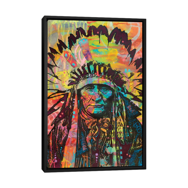 «Native American II», impression sur toile, H 26 po x l 18 po x P 1,5 po, Toile avec cadre noir