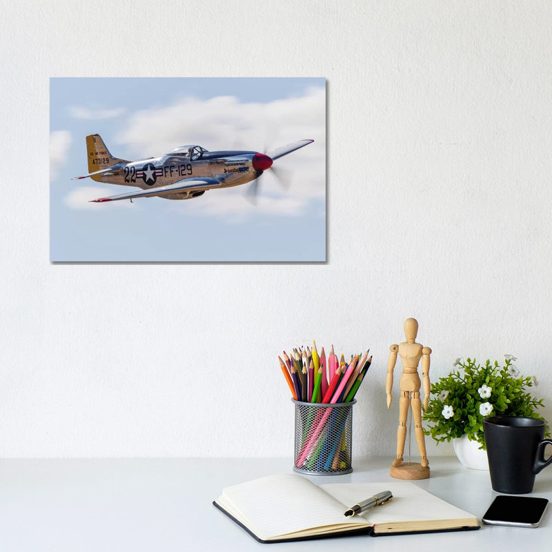A P-51 Mustang Flies By At Vacaville, California by Rob Edgcumbe - Wrapped Canvas Print, 20.32 cm H x 30.48 cm W