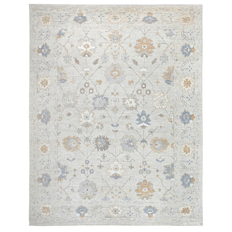 Tapis rectangulaire en laine noué à la main 9 pi 3 po x 11 pi 11 po