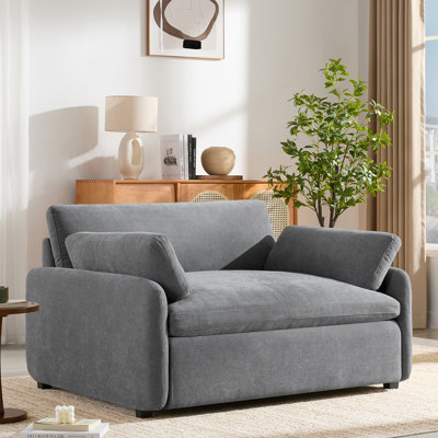 Canapé simple surdimensionné en chenille 50 * 43 ", fauteuil d'appoint large et profond, fauteuil rembourré moderne et confortable, canapé-lit avec coussins pour le salon et l’appartement