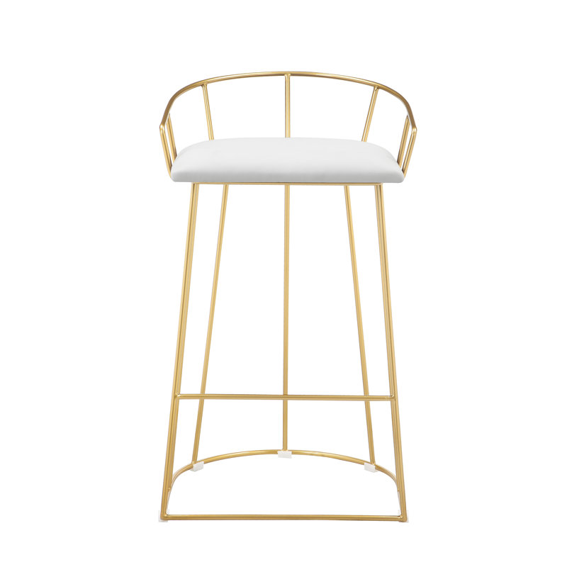 Jillian Upholstered Counter Stool with Metal Frame, Counter Stool (26.5" Seat Height), White Faux Leather
