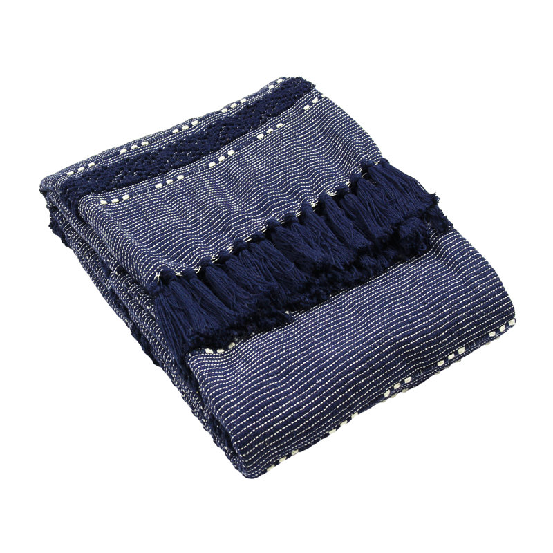 Cotton No Pattern Blanket/Throw, Navy