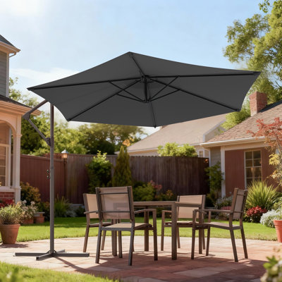Parasol de patio extérieur décalé de 10 pi avec auvent rond pour le jardin, la pelouse et la cour