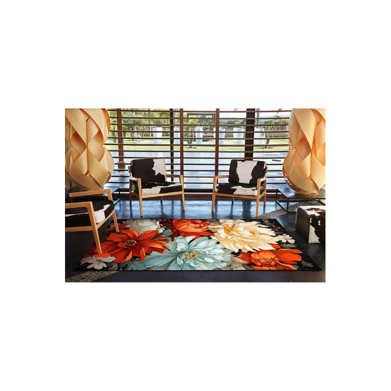 Tapis lavable floral à motif moderne et coloré, Tapis de couloir 3 pi 3 po x 9 pi 10 po