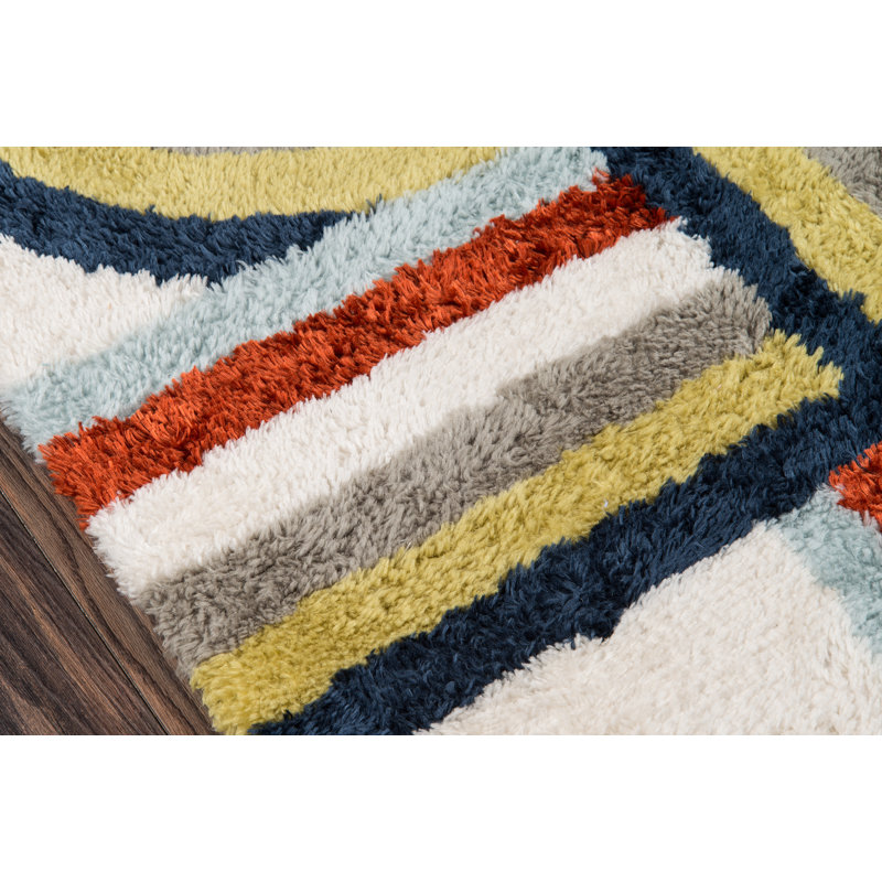 Retro Multicolor Hand-Tufted Shag Rug, 7'6" x 9'6"