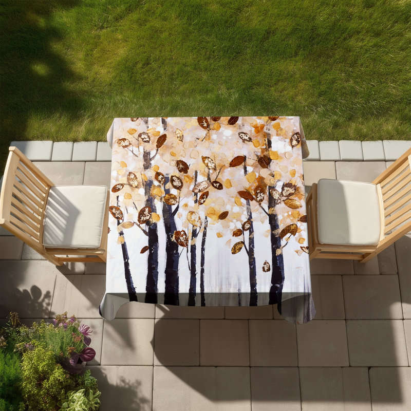 Texturized Leaves Trees Tablecloth | Indoor/Outdoor Home Decor