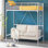 Lit mezzanine simple avec barreaux plats pour adultes, enfants et jeunes adolescents, aucun sommier requis