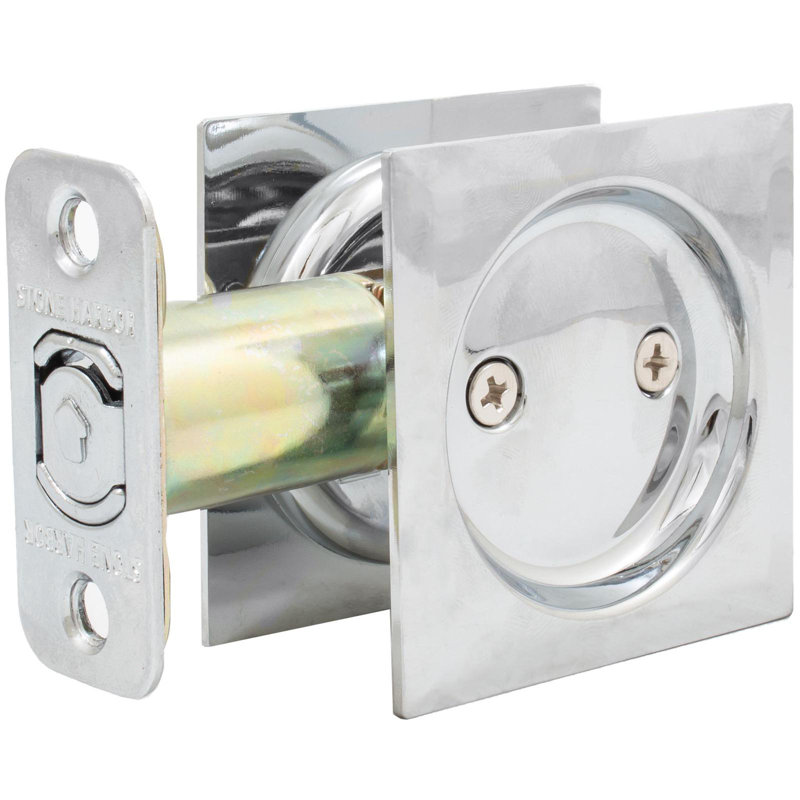 Serrure de porte carrée Contemporary, Chrome poli