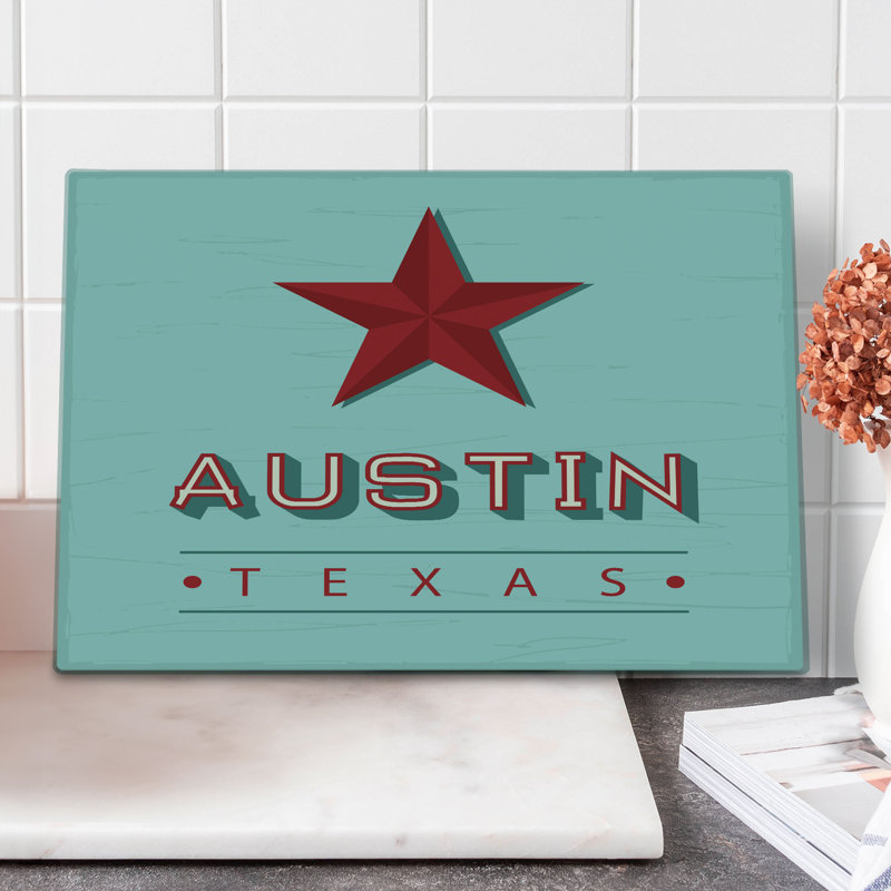 Planche à découper Ambesonne Austin grand libellé du Texas et une étoile de mer rubis pâle