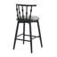 Tabouret de bar d'intérieur en bois Doria, finition noire avec revêtement gris, ensemble de 4