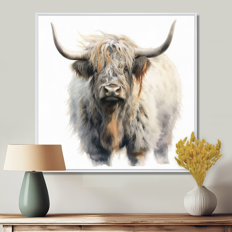 Wild Yak VI - Yaks, art mural encadré, H 16 po x l 16 po x P 1 po, Cadre flottant blanc