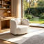 Fauteuil-canapé 1 place en bouclette effet nuage, fauteuil d'appoint carré rembourré de style Japandi, canapé simple pour salon-793452329-792744277
