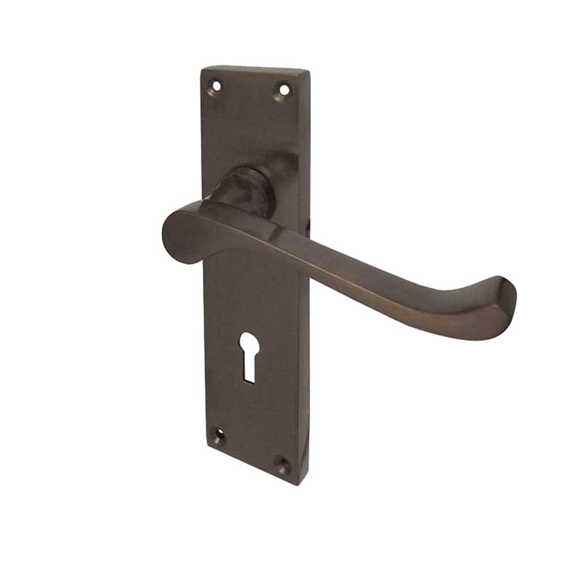 Victorian Scroll Door Handle, Polished Brass