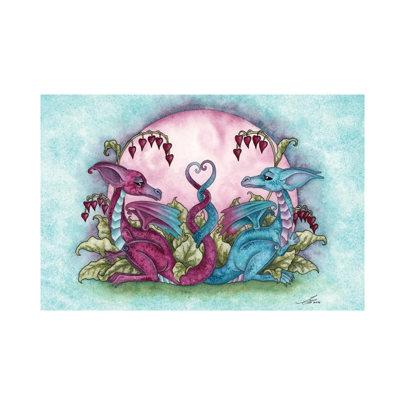 «Love Dragons» par - Estampe numérique sur toile tendue, H 8 po x l 12 po x P 0,75 po