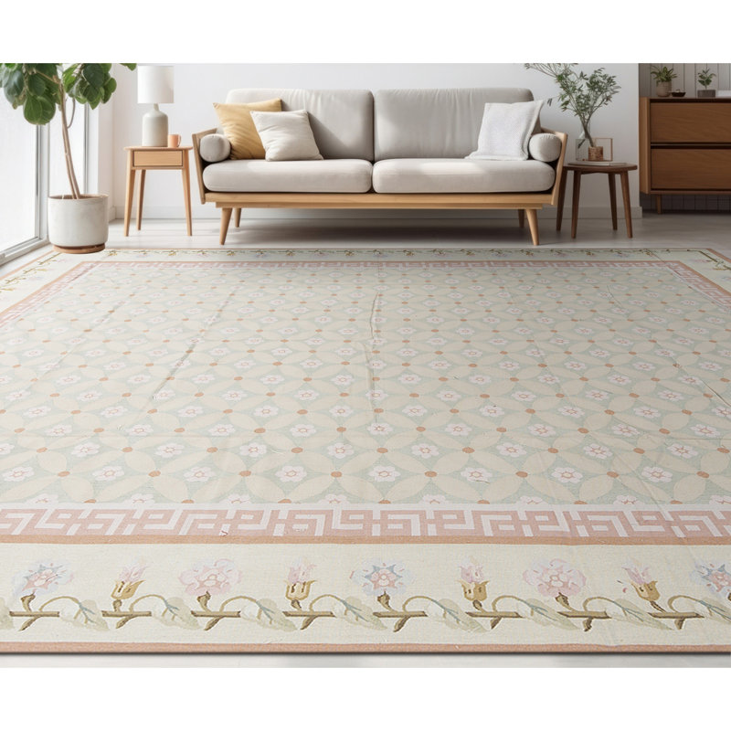 Hand-Knotted High-Quality Green and Green Area Rug