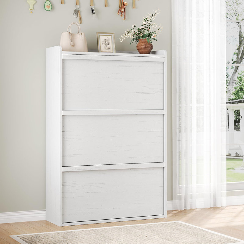 Armoire de rangement pour chaussures 18-40 paires avec tiroirs rabattables 2/3/4/6, Blanc