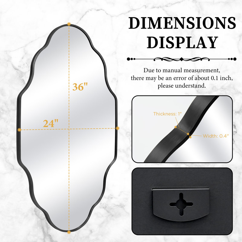 Oval Wall Mirror with Aluminum Frame, HD Tempered Glass, Mosaic Accent, Vertical/Horizontal Hanging, Shatter-Resistant for Bathroom Vanity, Living Room & Entryway