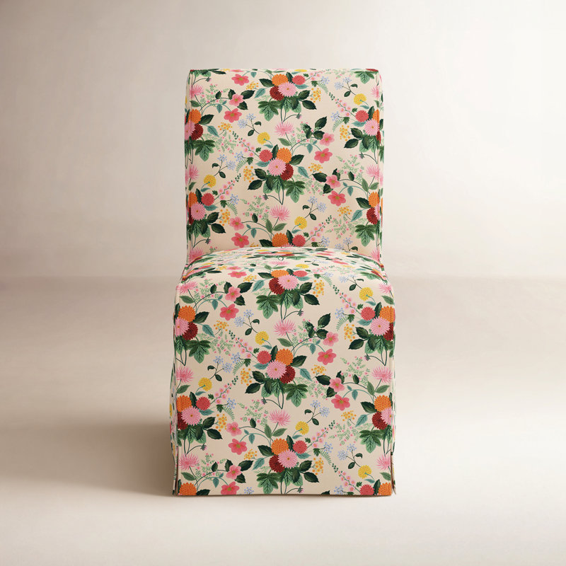 Frances Slipcover Dining Chair In Dahlia Multi, Dahlia Multi Cream