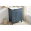 Meuble-lavabo autoportant de 61 cm (24 po) avec lavabo, tiroir basculant et 2 tiroirs coulissants, bleu-gris