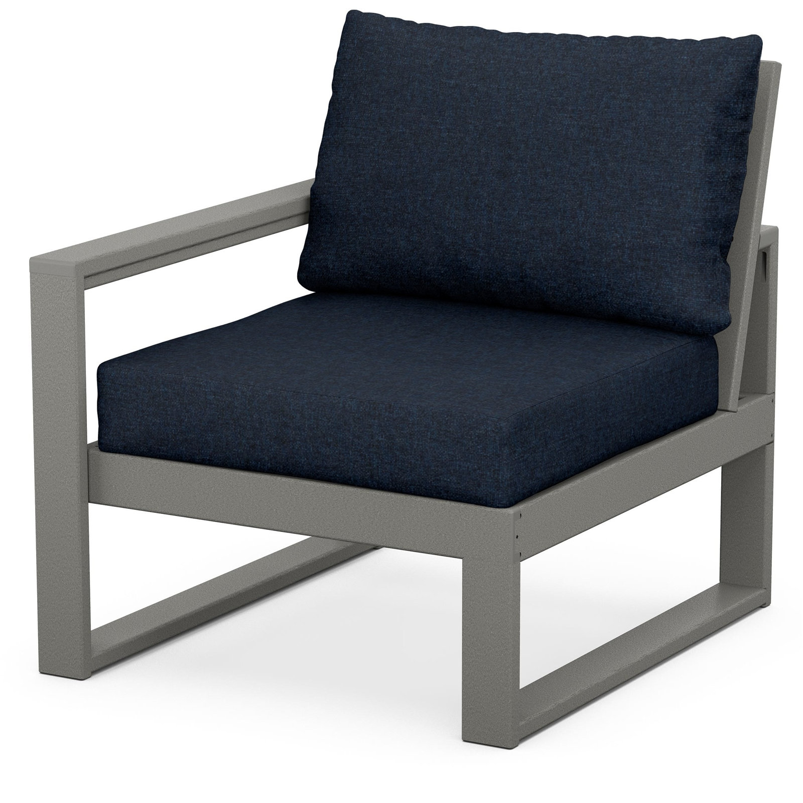 POLYWOOD Outdoor Lounge Chair, Slate Gray, Marine Indigo