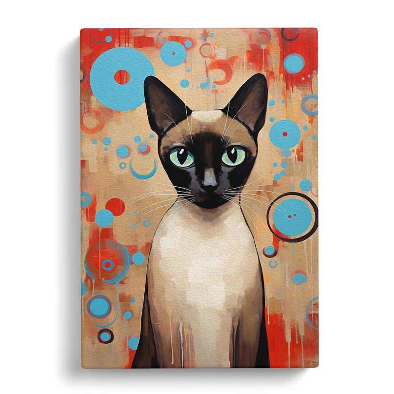 Siamese Cat Modern No.2 - Wrapped Canvas, 60cm H x 40cm W x 3cm D