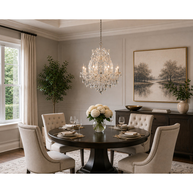 Transitional 8 Light Crystal Chandelier, Clear