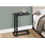 Table d'appoint en forme de C en panneau de fibres à densité moyenne 19,25 po x 9,5 po x 25 po avec structure en métal noir et finition noire aspect bois