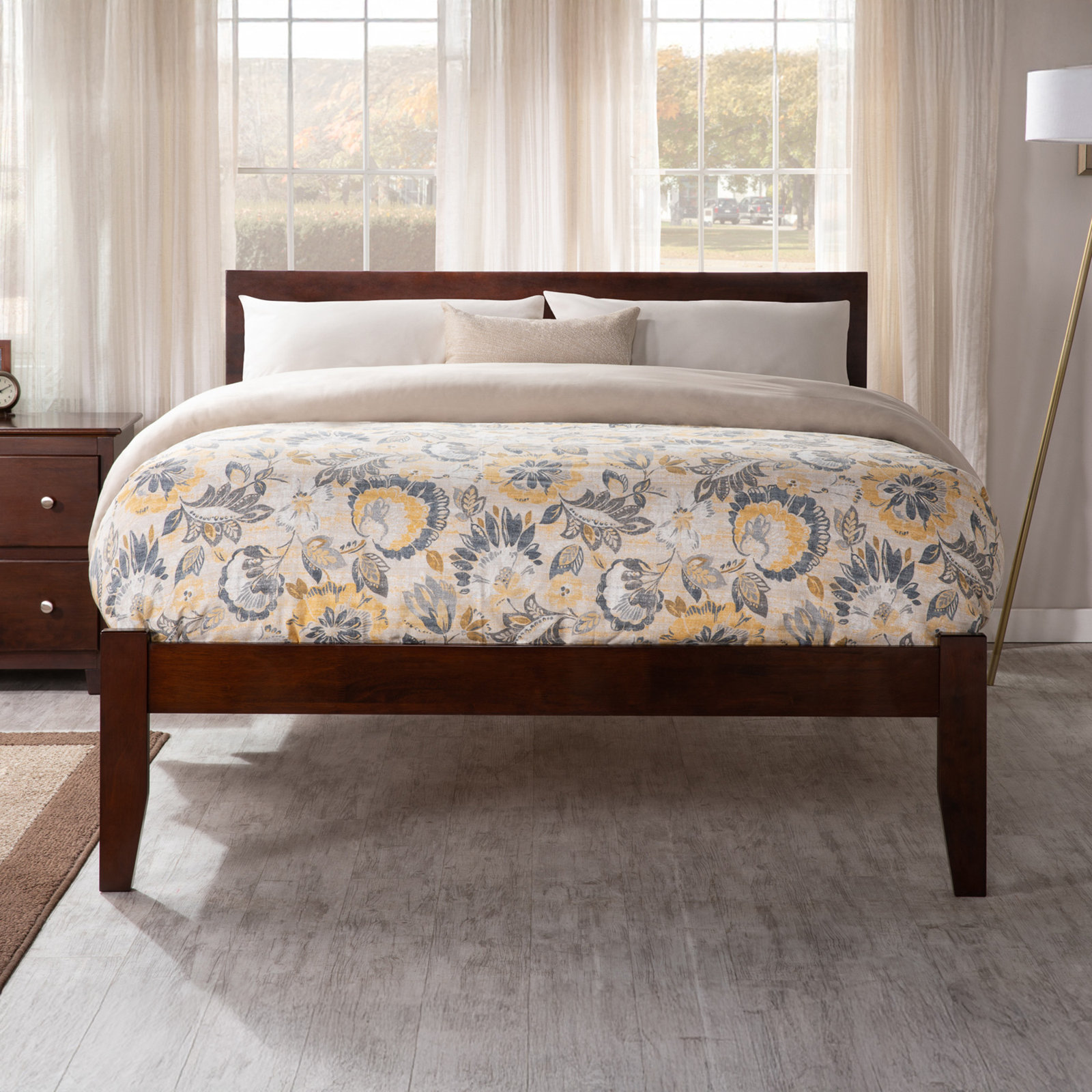 Lampley Solid Wood Platform Bed, Full, Walnut