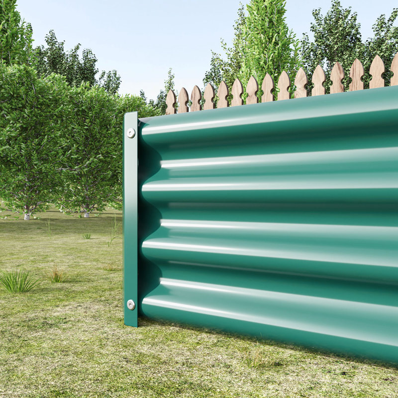 Metal Corrugated Iron Raised Garden Bed for Outdoor Plants, Vegetables, and Flowers, Green, 23.62" H x 70.87" W x 35.43" D