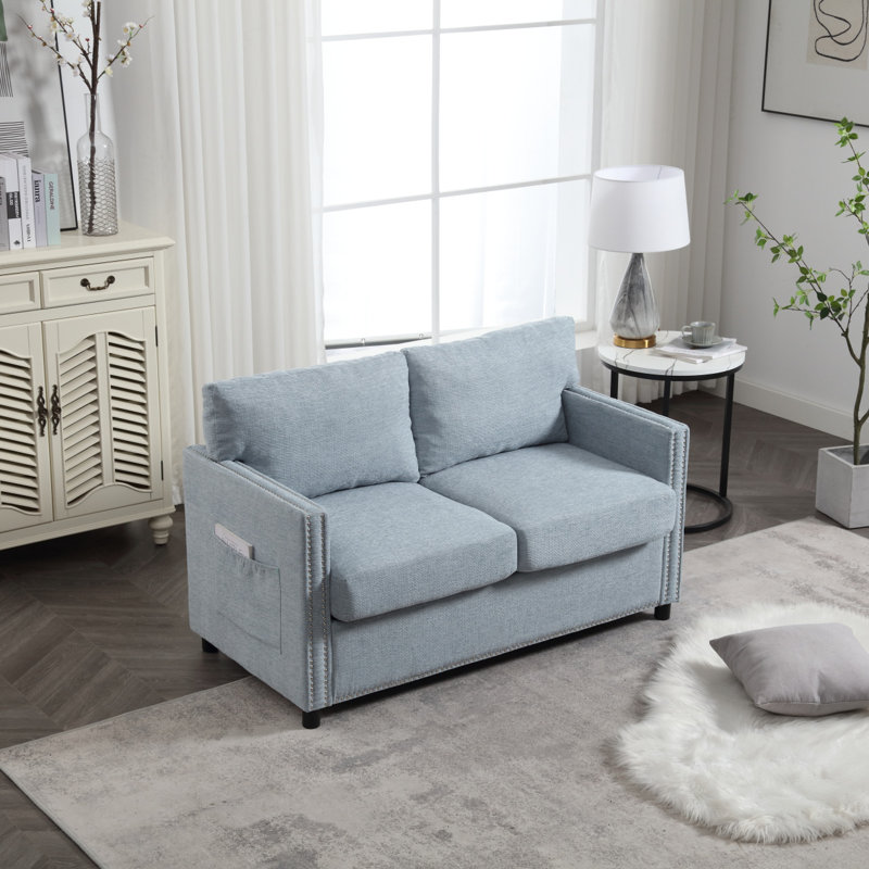 Canapé-lit 2 places en tissu chenille Modern, Bleu sarcelle