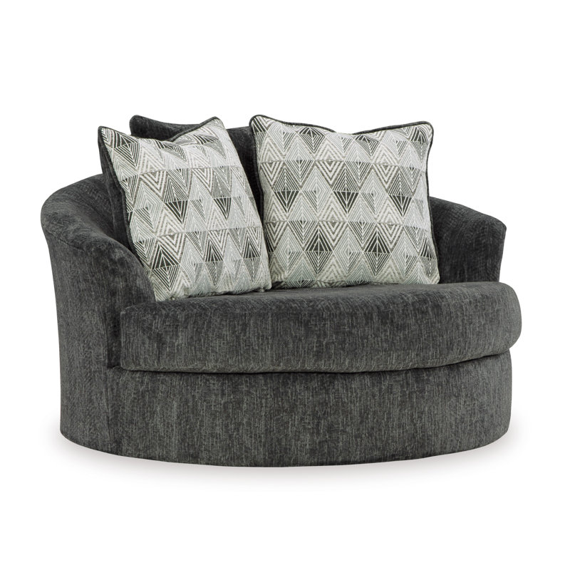 Biddeford Upholstered Swivel Accent Chair, Shadow Polyester