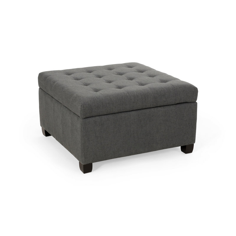 Anikait Tufted Storage Ottoman, Upholstered Ottoman, Dark Gray Fabric